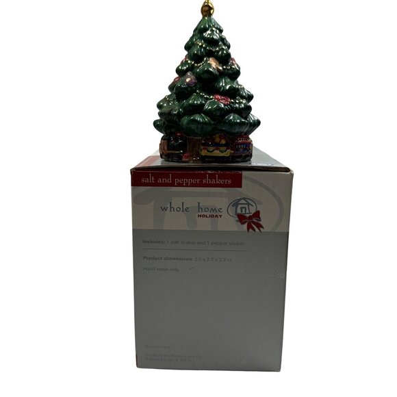 Holiday Tree Ceramic Salt & Pepper Shakers Whole Home Holiday Collection - Picture 3 of 5